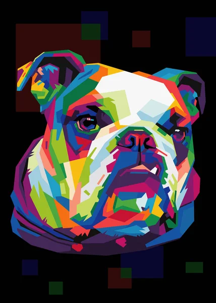Bunter Hundekopf Mit Coolem Pop Art Hintergrund Wpap Stil — Stockvektor