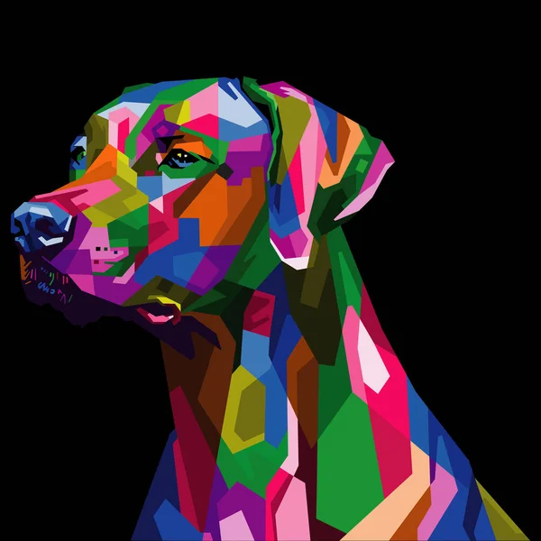 Colorful Dog Head Cool Isolated Pop Art Style Backround Wpap — Stock Vector