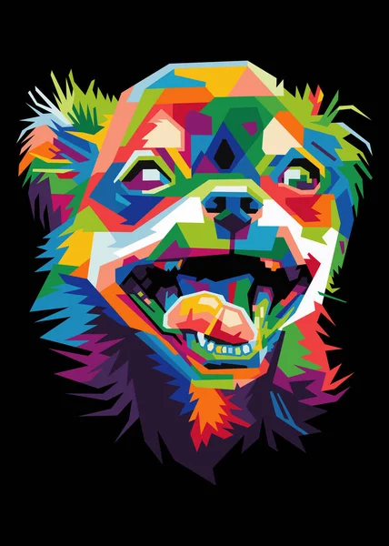 Bunter Hundekopf Mit Coolem Pop Art Hintergrund Wpap Stil — Stockvektor