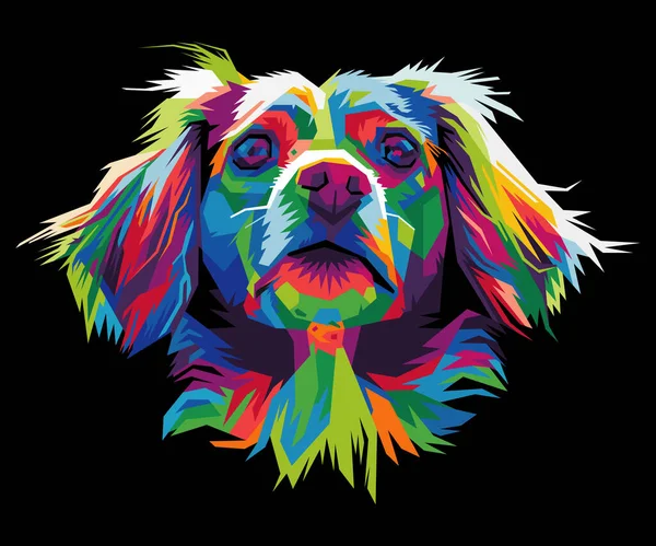Renkli Bir Köpek Kafası Izole Edilmiş Pop Sanat Tarzı Bir — Stok Vektör