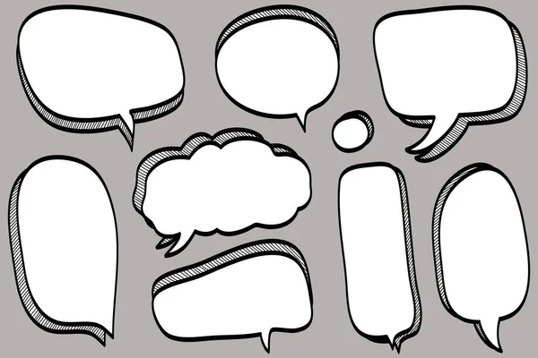 Hand Drawn Set Speech Bubbles Isolated Doodle Set Element Vector — Stock Vector