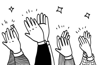 Alkışlar el çizimi. Vektör illüstrasyonu.