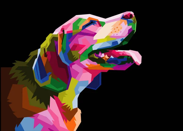 Cabeza Perro Colorido Con Fresco Arte Pop Aislado Estilo Backround — Archivo Imágenes Vectoriales