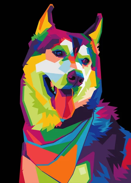 Colorful Wolf Head Cool Isolated Pop Art Style Backround — Vector de stock