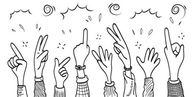Alkışlar el çizimi. Vektör illüstrasyonu.