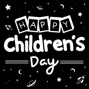 Vector illustration. Happy Children's day handwritten lettering. Happy Children's day typography vector design for greeting cards and poster. Design template celebration.