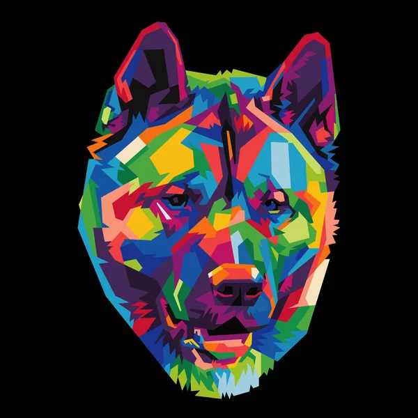 Popüler Sanat Tarzıyla Izole Edilmiş Renkli Köpek Kafası — Stok Vektör