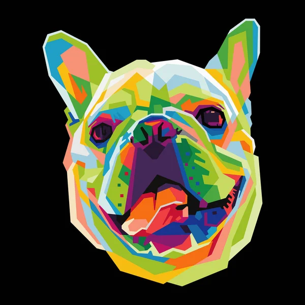 Kleurrijke Hond Hoofd Met Koele Geïsoleerde Pop Art Stijl Backround — Stockvector