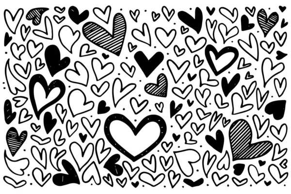 Doodle Hearts Yapımı Aşk Kalpleri Vektör Illüstrasyonu — Stok Vektör