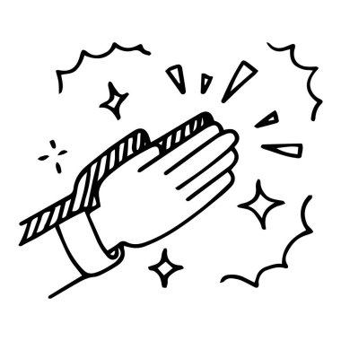 Alkışlar el çizimi. Vektör illüstrasyonu.