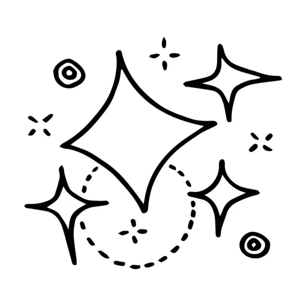 Doodle Set Vector Stars Sparkle Icon Καθαρό Εικονίδιο Επιφάνειας Λαμπερό — Διανυσματικό Αρχείο