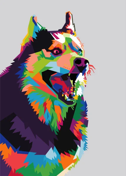 Bunter Hundekopf Mit Coolem Pop Art Hintergrund Wpap Stil — Stockvektor