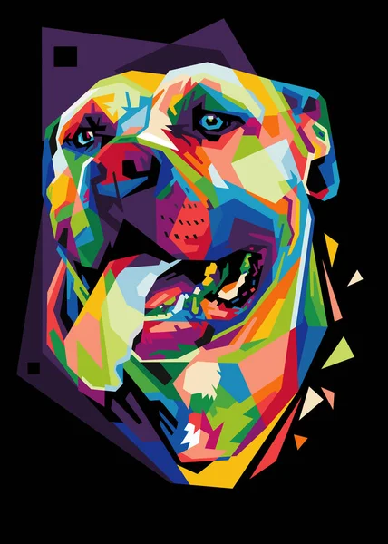 Kleurrijke Hondenhoofd Met Koele Geïsoleerde Pop Art Stijl Backround Wpap — Stockvector