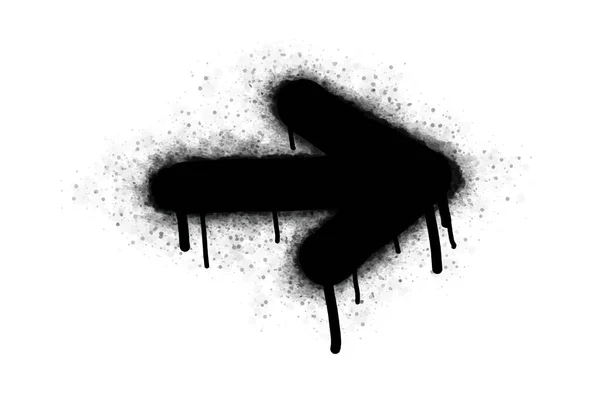 Spray Graffiti Pijl Symbool Zwart Geschilderd Wit Sterrensymbool Geïsoleerd Een — Stockvector