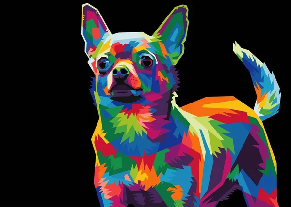 Cabeça Cachorro Chihuahua Colorido Com Cool Isolado Estilo Pop Art — Vetor de Stock