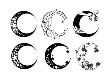 Siluet Ay, Ay 'ın siyah siluetleri beyaz arka planda çizilmiş. Dövme