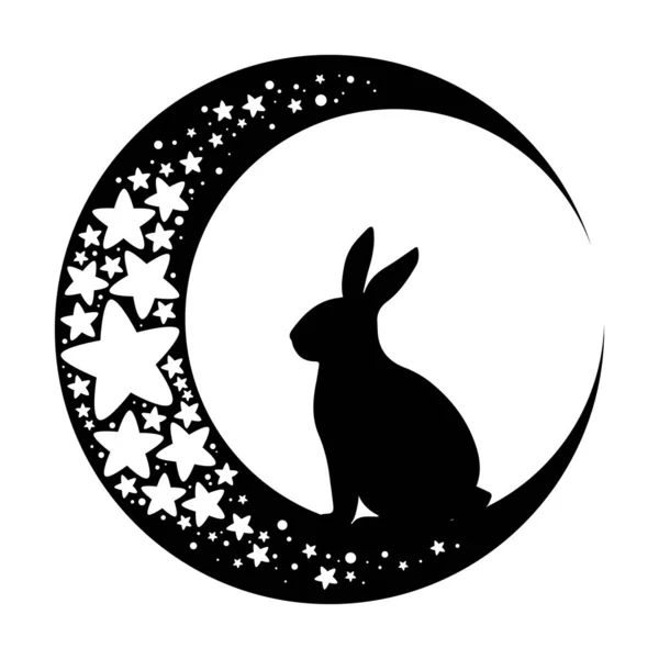 ムーンバニー テル月のシルエットのウサギ ベクトルイラスト — ストックベクタ