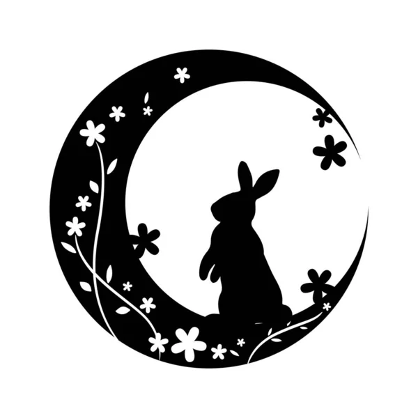 ムーンバニー テル月のシルエットのウサギ ベクトルイラスト — ストックベクタ