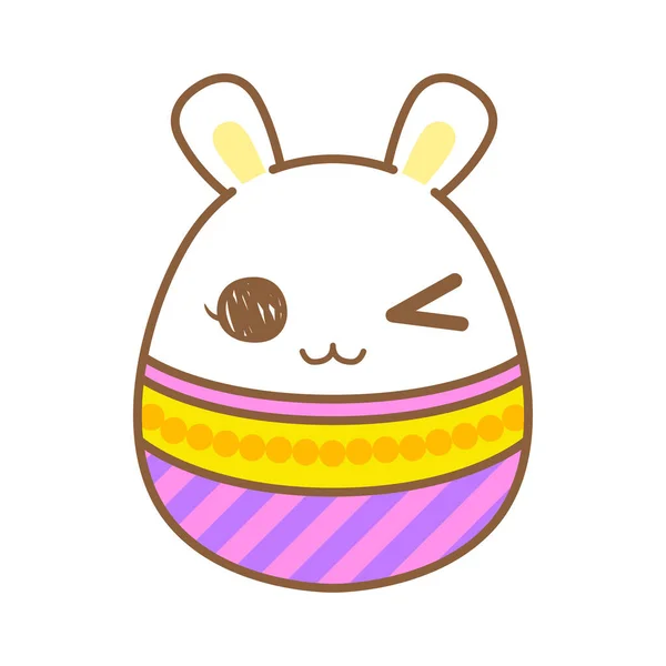 Huevo Conejito Kwaii Huevo Pascua Conejo Ilustración Vectorial Lindo Personaje — Vector de stock