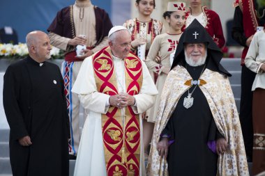 Ermenistan. Erivan. 25 Haziran 2016 Papa Francis Ermenistan 'ı ziyaret etti.