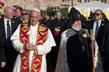 Ermenistan. Erivan. 25 Haziran 2016 Papa Francis Ermenistan 'ı ziyaret etti.