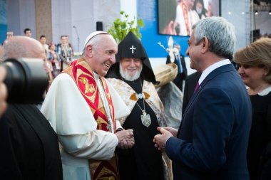 Ermenistan. Erivan. 25 Haziran 2016 Papa Francis Ermenistan 'ı ziyaret etti.