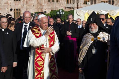 Ermenistan. Erivan. 25 Haziran 2016. Papa Francis Ermenistan 'ı ziyaret etti