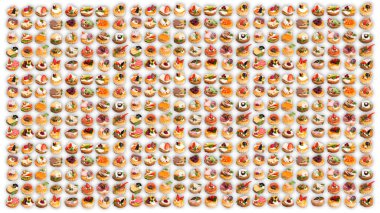 Beyaz arka planda bir sürü farklı kanepe