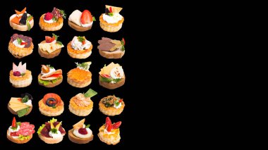 Siyah arkaplanda bir sürü farklı kanepe