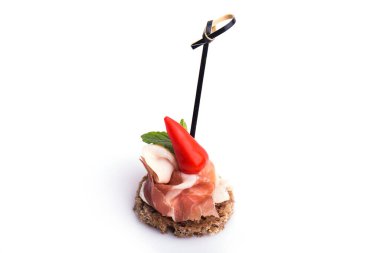 Beyaz arka plan üzerinde izole çeşitli bruschettas