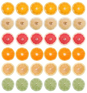 Beyaz arka plan üzerinde izole narenciye meyve dilimleri