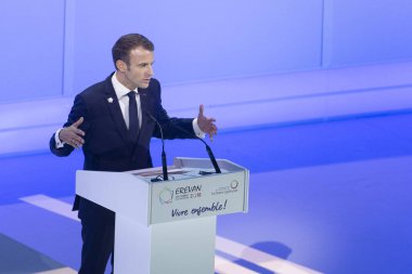 Emmanuel Macron Erivan Ermenistan 'daki Fransızca konuşan ülkelerin zirvesinde. 11 Ekim 2018: