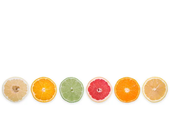 Citrus Slices Sliced White Background — Foto de Stock