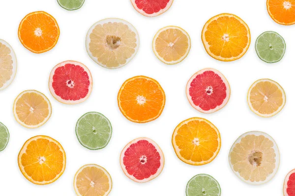 Citrus Slices Sliced White Background — Stockfoto