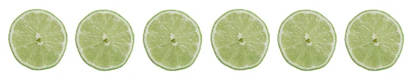 Tranches Lime Fraîches Isolées Sur Fond Blanc — Photo