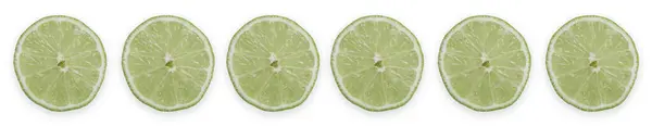 Tranches Lime Fraîches Isolées Sur Fond Blanc — Photo