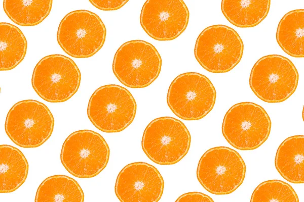 Top View Orange Fruit Slices Pattern Flat Lay Overhead Isolated — Photo
