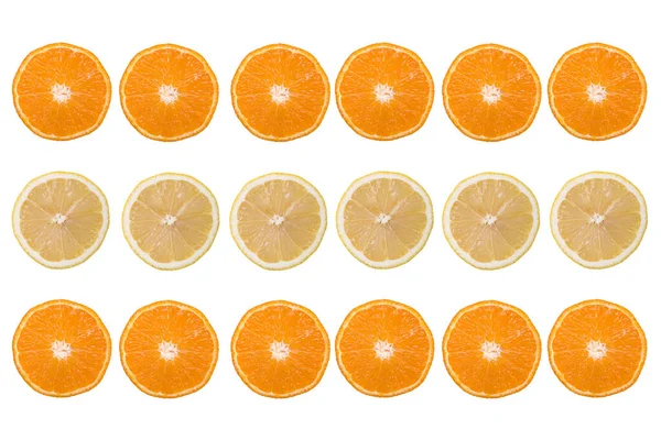 Fresh Orange Fruit Slices Isolated White Background — Stock Photo, Image