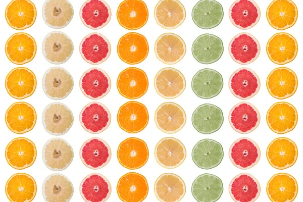 Slices Orange Lemon White Background — Stock Photo, Image