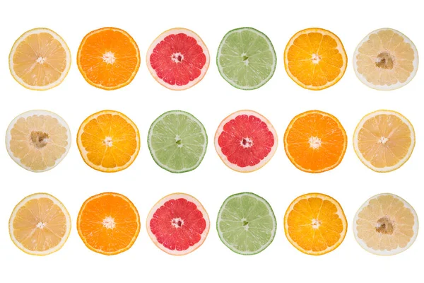 Fresh Citrus Fruits Isolated White Background — Stock Photo, Image