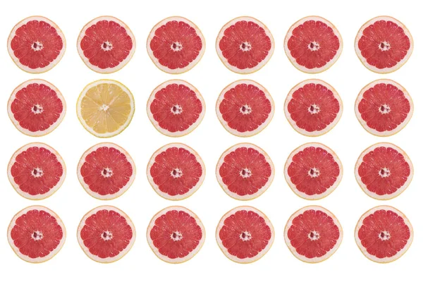 Szelet Friss Grapefruit Elszigetelt Fehér Background — Stock Fotó