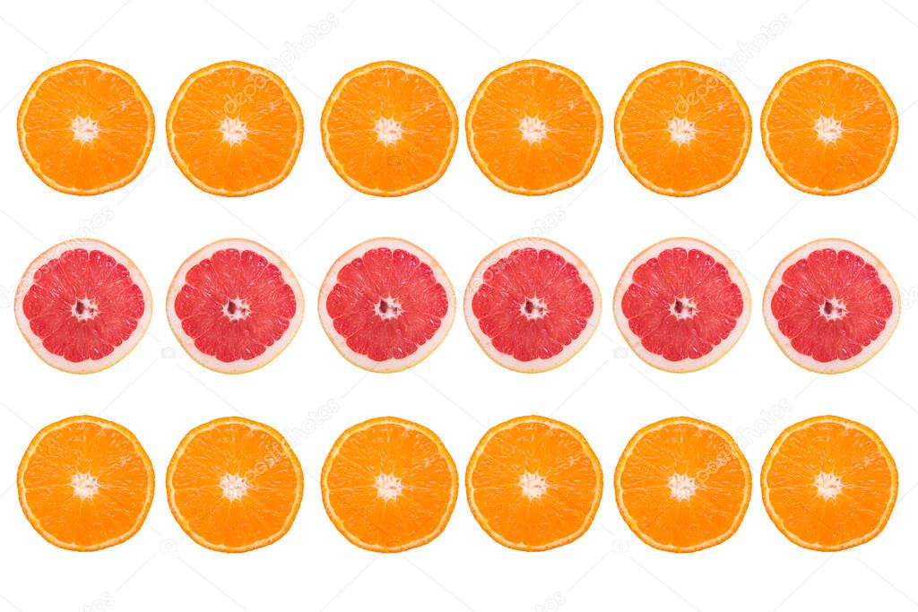sliced orange slices isolated on white background