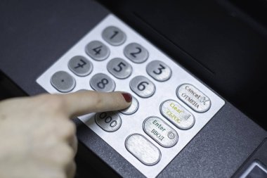 Closeup shot of electronic equipment for money in a bank