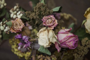 Kurutulmuş gül karanlık bir arka plan üzerinde