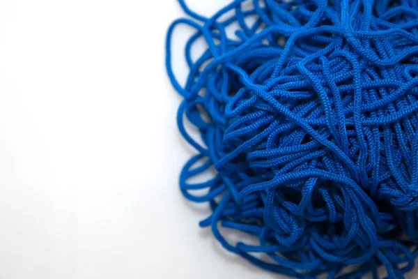 Blue Yarn Knitting White Background — Foto Stock