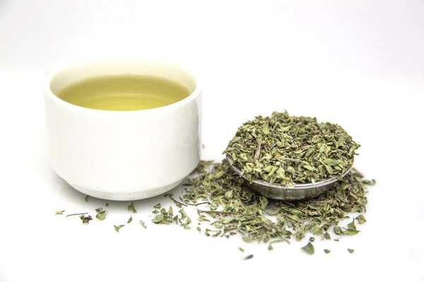 Green Tea Bowl White Background — Stockfoto