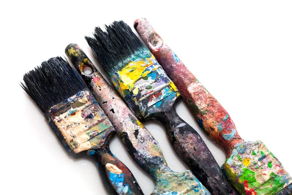 Paint Brushes Paints White Background — Stock Photo, Image