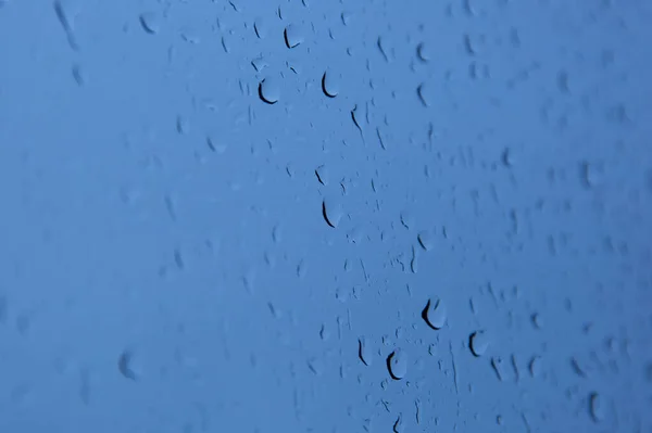 Wassertropfen Auf Ein Glas Regenzeit Abstrakter Hintergrund Kopierraum — Stockfoto
