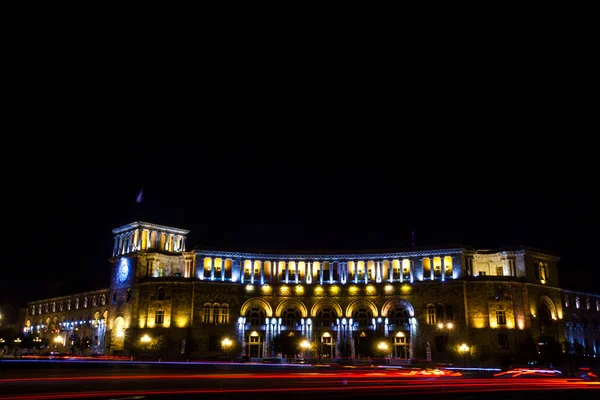 Fisheye Shot Festival Fireworks Republic Square Night Yerevan Armenia — стоковое фото