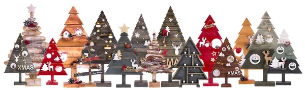 Wooden Christmas Tree Home Decor Isolated White Background — Stock Photo, Image